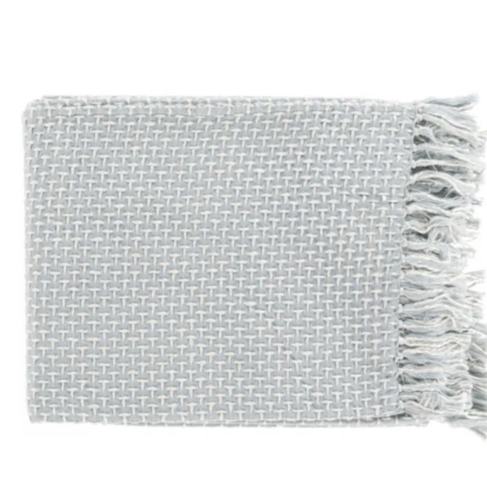 Surya Tierney Throw Blanket Light Gray And White Fringe 50" X 60" accent blanket